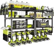 8 Drill Capacity Wall-Mounted Power Tool Storage Rack - 4 Layers of Efficiency