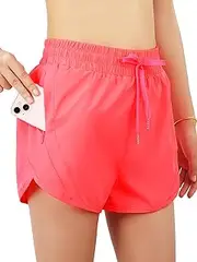 [BALAYSIER] Women's Swimming Shorts with Pockets Swimming Trunks Women's High Waist Quick Drying Swimming Trunks 2 in 1 Shorts with Liner, Pink, X-Small
