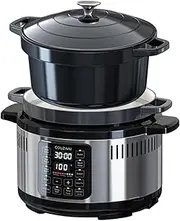6.5l Electric Digital Enamel Slow Cooker Pot With Enamelled Cast Iron Pots And Lid, 9-In-1 Functionality For Cook, Multi Cooking Modes, Braise, Sear,Saute,Soup broth,Steam, Rice, Deep Fry And Porridge