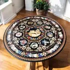 48" Round Black Marble Multi Stone Console Table Top Marquetry Art Balcony Decor