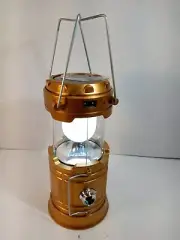 Camping LED Rechargeable Solar GOLD Lantern Flashlight, USB Mobile Chgr SX5800T
