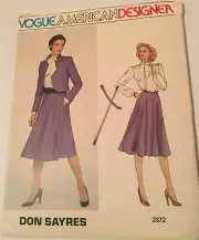 Vintage 1980s Don Sayres Jacket, Skirt, and Blouse Vogue Sewing Pattern Size 10
