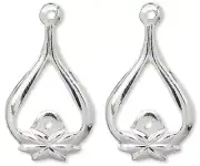 Connector, 10 Silver Plated Brass 22x13mm Teardrop Earring Connectors *