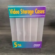 Vintage Pride (5 Pak) Pack Clear Protective VHS/BETA Storage Cases Video Tapes