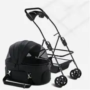 Pet Dog Stroller for Small Medium Dogs/Cats, Cat Stroller for 2 Cats, Dog Pram Pet Cat Strollers Premium Pet Pushchair Detachable Travel Carrier Trolley with Cup Holder(Nero)