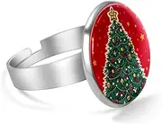 [FVQL] Stainless Steel Ring for Girls, Christmas tree and star dot pattern