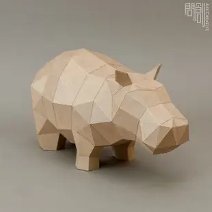 問創設計 DIY手作3D紙模型 禮物 擺飾 小動物系列 -圓滾滾河馬