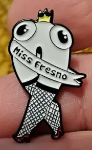 RAUNCHY/EROTIC/HUMOROUS ENAMEL LAPEL PIN "MISS FRESNO"