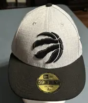 Toronto Raptors Hat New Era 59FIFTY Low Profile Fitted 7 1/4 Gray/Black.