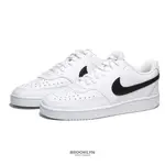 NIKE 休閒鞋 COURT VISION LOW 白皮革 黑LOGO 男女 (布魯克林) CD5463-101