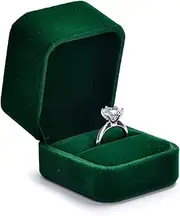 Oirlv Dark Green Velvet Ring Box Luxury Ring Box Flip Top Velvet Ring Box Ring Storage Box for Proposal,Wedding,Birthday, Engagement