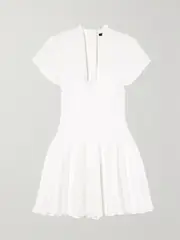 [Balmain] Balmain - Pleated Knitted Mini Dress - White - FR 42 FR 42 White