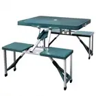 Folding Camping Table Set With 4 Stools Portable Outdoor Dining Picnic Furniture