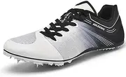 [AOLEXWU] New Track and Field Shoes Mens Womens Mesh Spikes Athletics Racing Running Shoes Track Race Jumping Sprint Running Nail Spikes Shoes Boys Girls, 1906-white, 10.5