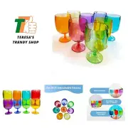 Set of 8 Colors Unbreakable Poolside 12 oz Acrylic Plastic Wine and Water Tum...