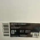 Nike Air Max 270 React Running Training Shoes Black White CI3866 004 Men 8.5