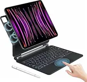 iXTRA Magic iPad Keyboard Case for iPad Air 13 inch M3/M2 2025/2024, iPad Pro 12.9 inch 6th/5th/4th/3rd Gen, Slim Magic Keyboard Case with Floating Cantilever Stand Trackpad 7 Color Backlight
