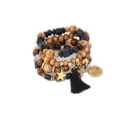 2Pcs Retro Beaded Bracelet Bohemian Butterfly Stars Multi Layer Bracelet For Women