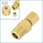 Brass 1/8" OD Compression Fitting To 1/8" NPT Male Straight Coupler Copper Pipe