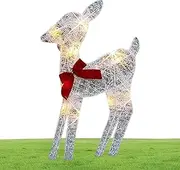 Xvilmaun Lighted Deer Yard Decoration | Holiday Outdoor Iron Moose with Bell Bow | Outdoor Deer Yard Lights Decor, Christmas Deer Decor for Festive Lawn Display