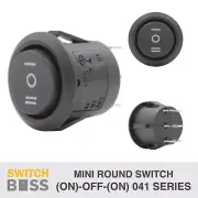 (On)-Off-(On) No LED MINI ROUND TOGGLE SWITCH - Black 12v 3 Pin 3 Way SPDT 20mm