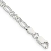 7 Inch Sterling Silver 4mm Pav Flat Figaro Chain