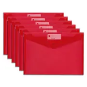 10PK Marbig PP A4 File Doculope 150pg Document Wallet Office Paper Organiser Red