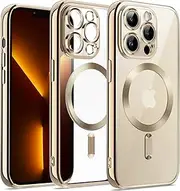 JETech Soft Clear Case for iPhone 13 Pro Max 6.7-Inch, Camera Lens Full Protection, Compatible with MagSafe Wireless Charging, Shockproof Electroplated TPU Phone Cover (Gold)