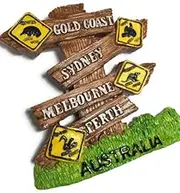 WitnyStore Tiny 2¾" Australian Cities Guidepost - Miniature Hand Made Resin 3D Australia Oceania Landmark Tourist Attractions Decorative Refrigerator Fridge Magnets Collectible Traveler Souvenir Gifts