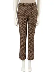 Brown Patterned Straight Leg Trousers