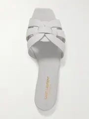 [SAINT LAURENT] SAINT LAURENT - Tribute Woven Leather Slides - Off-white - IT39 IT 39 Off-white