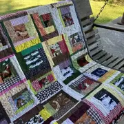 Quilt 46" x 57"HORSE patchwork scrappy quilt cotton fabric handmade