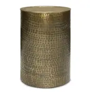 Corbin 16.1 inch Wide Industrial Metal Side Table in Hammered Antique Gold Iron
