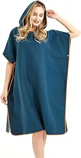 Surf Poncho Changing Robe, Lightweight Microfiber Hooded Towel Adult Beach Wetsuit Changing Poncho for Surfing, Swimming, Bathing, Outdoor Sports, One Size Fit All(NOT Terry Cloth)
