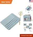 Modern Card Case Slim Front Pocket Wallet - Durable Synthetic Leather - Keychain