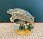 Manatee & Baby Trinket Box, hinged, jeweled, enamel, NIB - Beautiful
