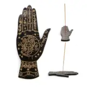 Wooden Incense Holder Burner Box Stick Holder Gold Palmistry