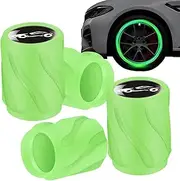 Glow in the Dark Tyre Valve Caps, Car Tyre Valve Caps, Car Wheel Air Valve Cap, Pack of 4 Automotive Decor, Valve Stem Caps for Car/SUV/ /Truck/Motorcycles, Coo