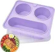 Hobngmuc Travel Snack Tray, Divider Portable Snack Box, Silicone 3 Compartments Reusable 420Ml Container for Camping Picnic Fruits Candy Party Nut Entertaining Travel Kids