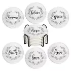 Wood Wine Coaster Love Coasters Set of 6 Farmhouse Coasters Room