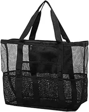 [Daiilg] Large Capacity Mesh Beach Tote Bag Bath Bag Food Drink Travel Storage Bag Useful Shoulder Bag 1 PCS