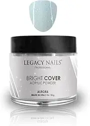 Legacy Nails Professional Bright Cover Full Coverage Color, AURORA Acrylic Powder 2 oz Shimmer, Shine for Overlay Nail Extensions
