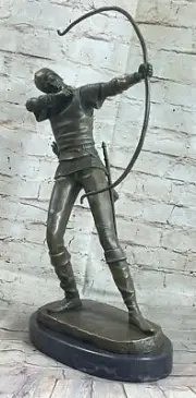 SUPER DEAL Nude Apollo Archer Bow Arrow Bronze Marble Statue Music God