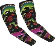 [FHEDVBN] Cartoon Dinosaur Arm Sleeves Compression Arm Covers for Men Women Outdoor Sun Sleeves Cooling Sports Sleeve, Black