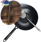 Carbon Steel Wok with Lid & Spatula for Induction, Gas & Electric Stoves