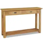 Solid Teak Wood Console Table Hallway Entry Wooden Display Shelf Drawers