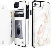 uCOLOR Rose Gold Marble Flip Leather Wallet Case Card Holder for 6S 6 iPhone 8/7 SE (2020) for Women and Girls with Card Holder Kickstand - Marble Design Compatible with iPhone 6s/6/7/8/ SE 2nd (4.7"