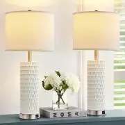 28" Ceramic Table Lamp Set of 2, 3 Way Dimmable Touch Control Table Lamp with 2