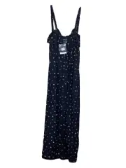 Topshop Dress Womens Size 4 Black Floral Sleeveless Button Front New With Tags