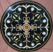 Gemstone Sofa Table with Inlay Work Black Marble Dining Table Top for Restaurant